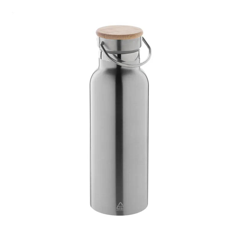 Ritmo – Borraccia termica in acciaio inox riciclato 500 ml, colore Argento, vista fronte