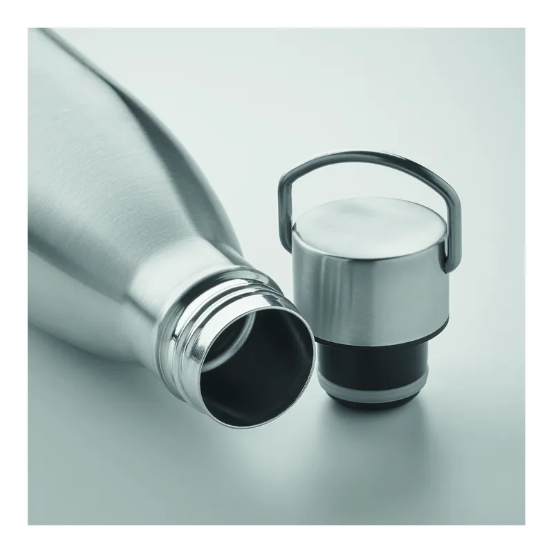 Delfino – Borraccia termica in acciaio inox riciclato 500 ml, colore Argento Opaco, vista aperta
