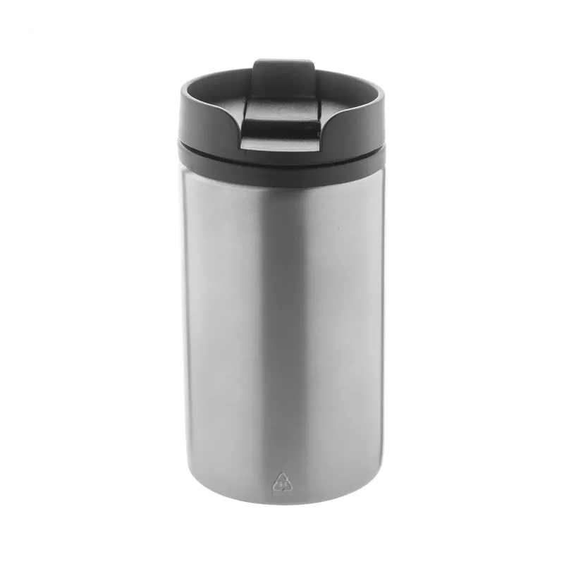 Spigola – Tumbler termico in acciaio inox riciclato 250 ml, colore Argento, vista fronte