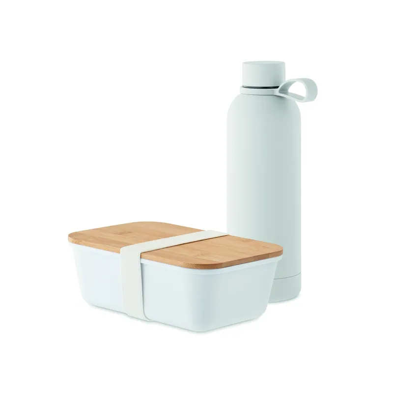 Risorgiva – Set con borraccia in acciaio inox riciclato, colore Bianco, vista fronte