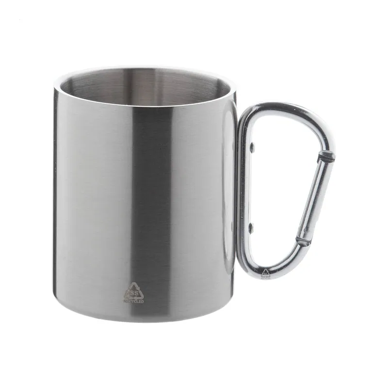 Polla chiara – Tumbler termico in acciaio inox riciclato 300 ml, colore Argento, vista fronte