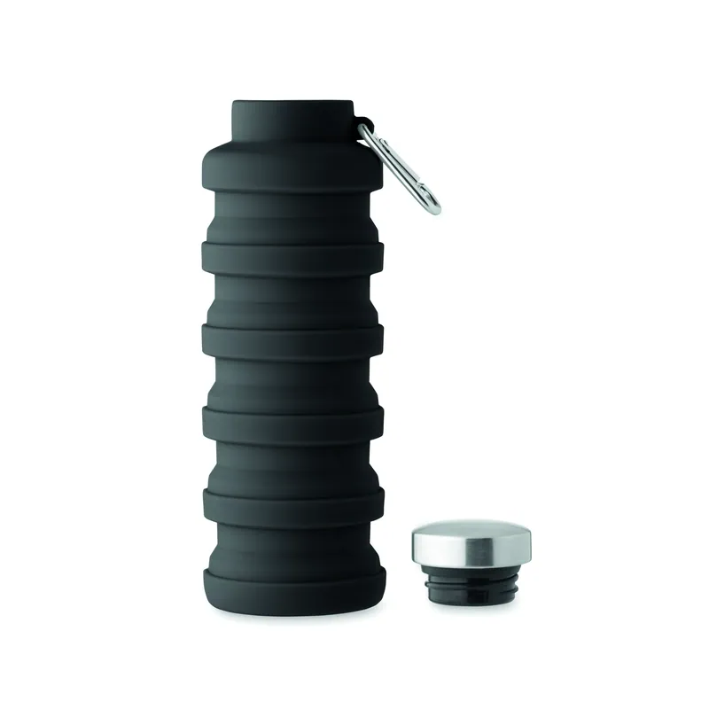 Menta – Borraccia sportiva in silicone 500 ml, colore Nero, vista aperta
