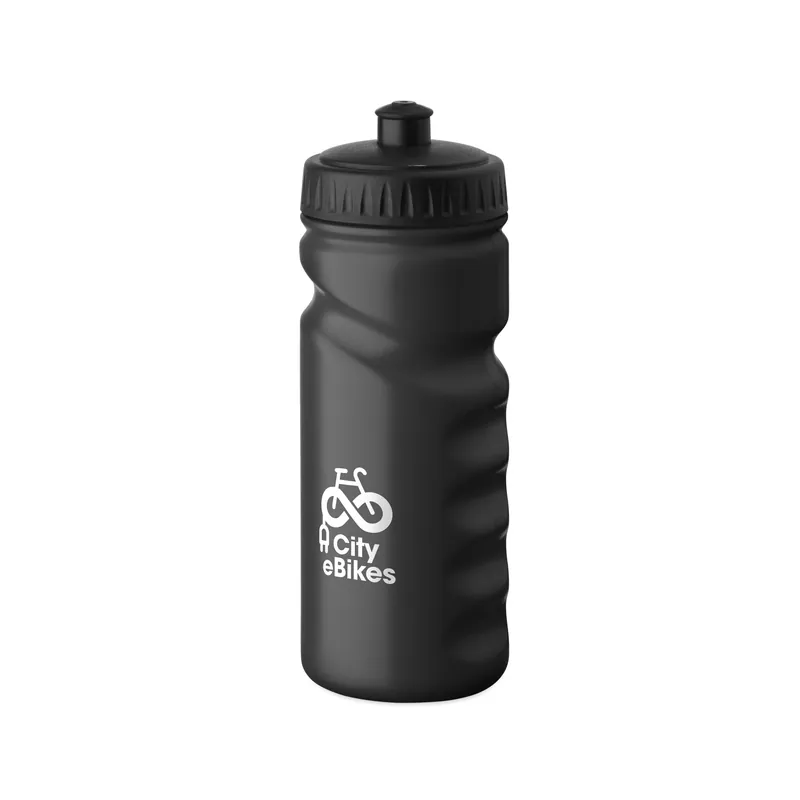 Corallo – Borraccia sportiva in plastica PE 500 ml, colore Nero, esempio di stampa