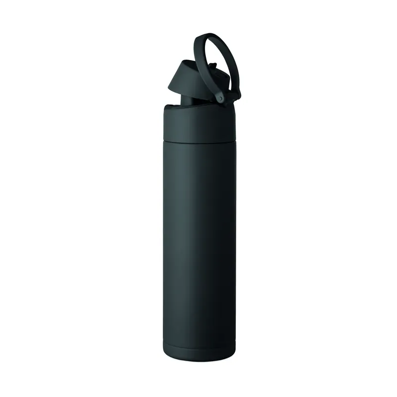 Tiglio – Borraccia sportiva in acciaio inox riciclato 650 ml, colore Nero, vista dall alto