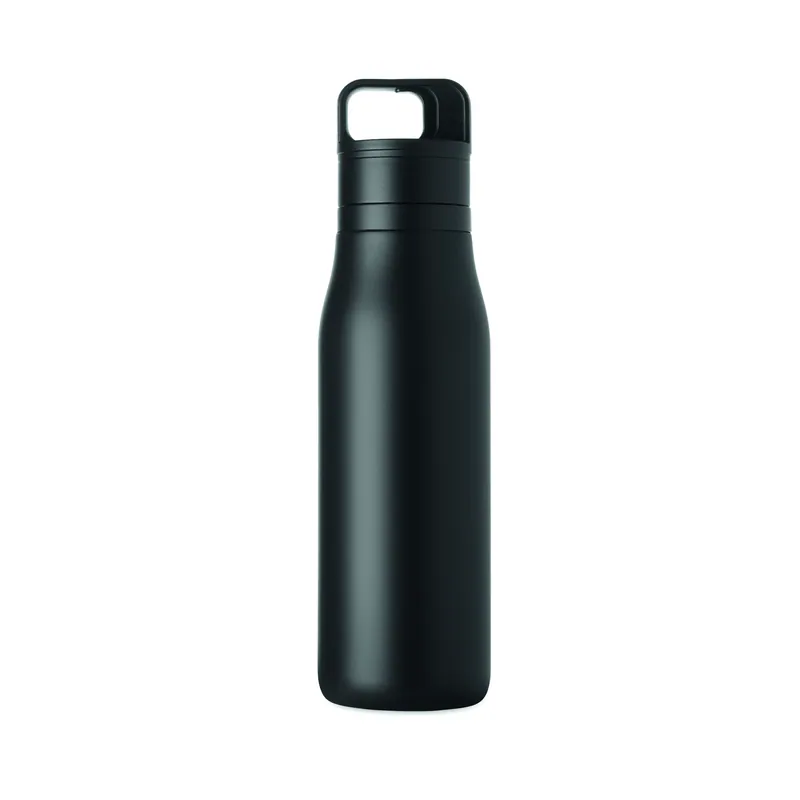 Tramonto – Borraccia termica in acciaio inox riciclato 500 ml, colore Nero, vista aperta