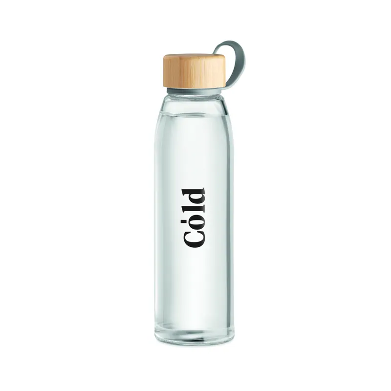 Acqua viva – Borraccia in vetro 500 ml, colore Trasparente, esempio di stampa