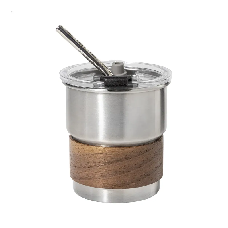 Aurora boreale – Tazza da viaggio in acciaio inox riciclato 260 ml, colore Argento, vista fronte
