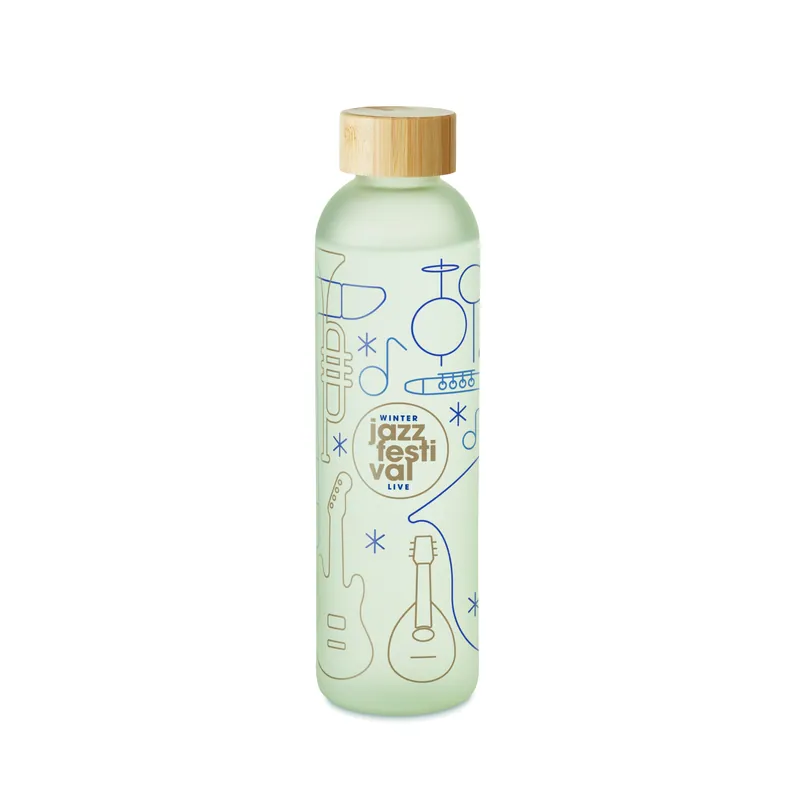 Rivo – Borraccia in vetro 650 ml, colore Bianco Trasparente, esempio di stampa