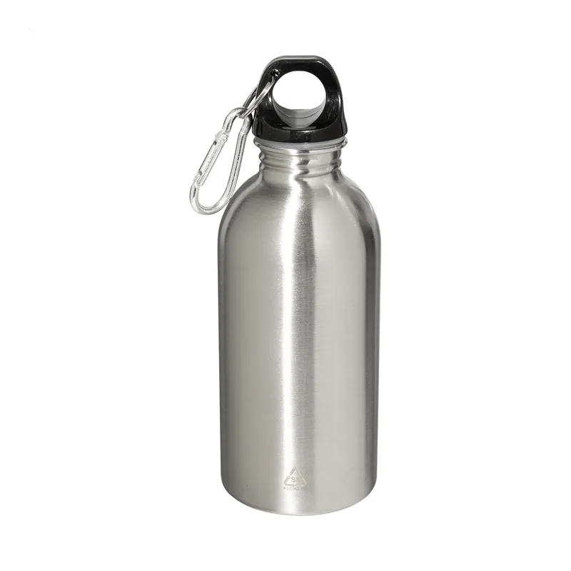 Onice – Borraccia in acciaio inox riciclato 400 ml, colore Argento, vista fronte