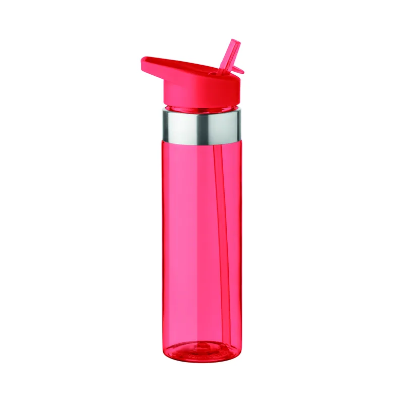 Chiaro – Borraccia sportiva in PET 650 ml, colore Rosso Trasparente, vista fronte