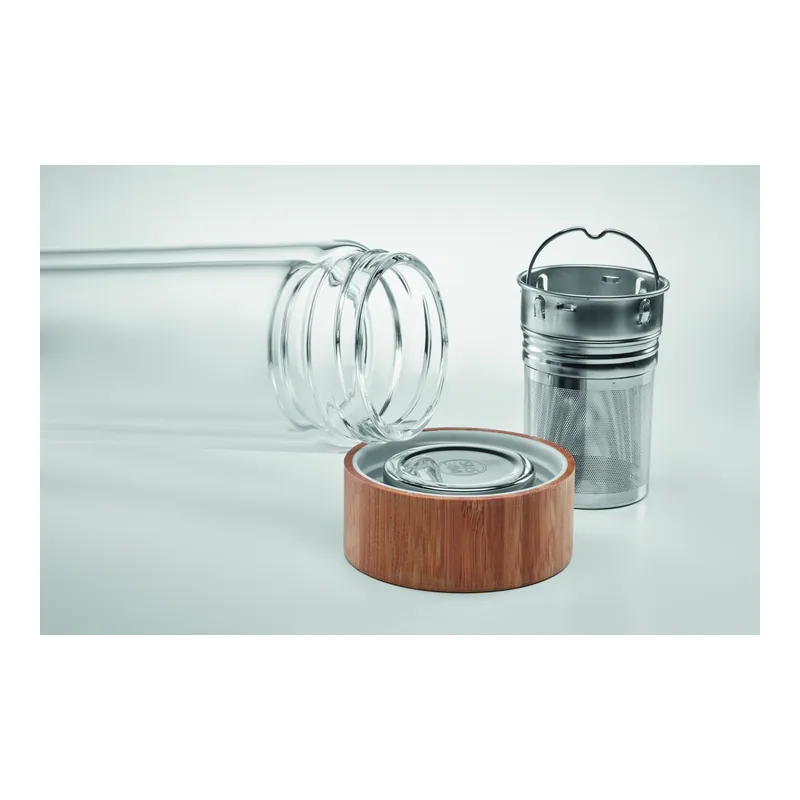 Orizzonte – Borraccia in vetro borosilicato 420 ml, colore Trasparente, vista aperta