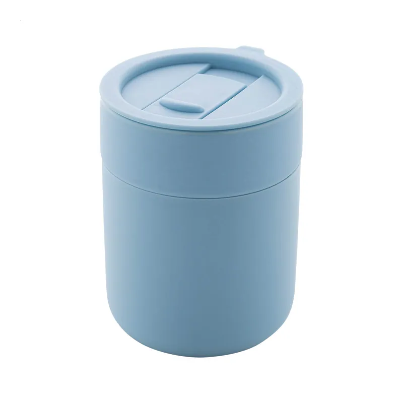 Ametista – Tazza da viaggio in silicone 300 ml, colore Azzurro, vista fronte