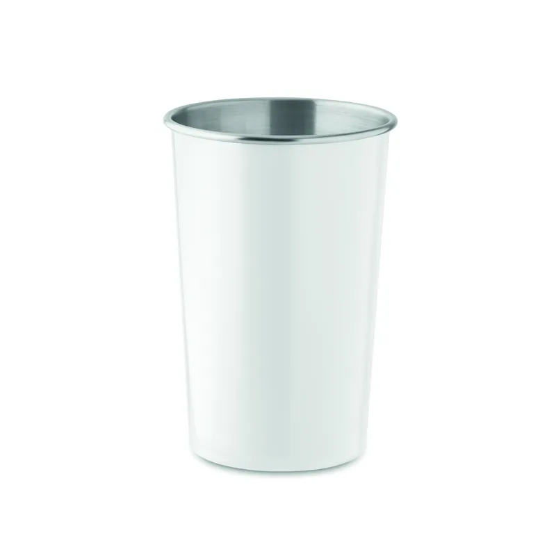 Gelsomino – Tazza da viaggio in acciaio inox riciclato 350 ml, colore Bianco, vista fronte