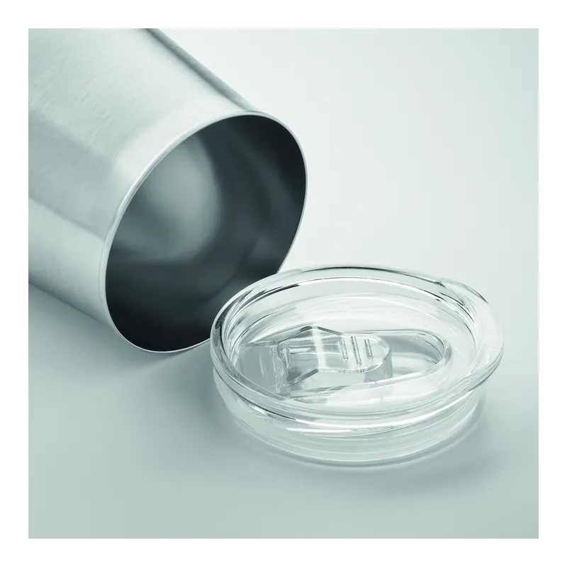 Pioggia – Bicchiere riutilizzabile in acciaio inox riciclato 500 ml, colore Argento Opaco, vista dettaglio