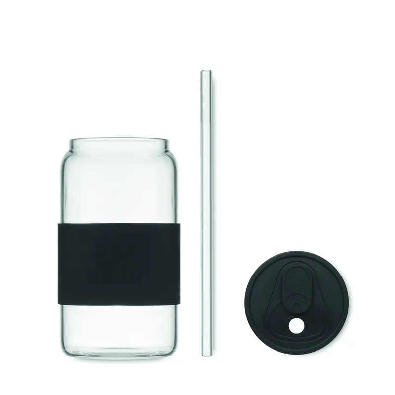 Lago – Bicchiere riutilizzabile in vetro borosilicato 550 ml, colore Nero, vista aperta
