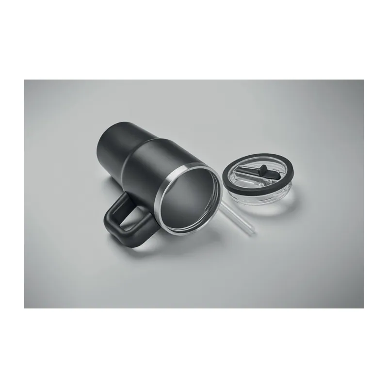 Brina – Bicchiere riutilizzabile in acciaio inox riciclato 500 ml, colore Nero, vista aperta