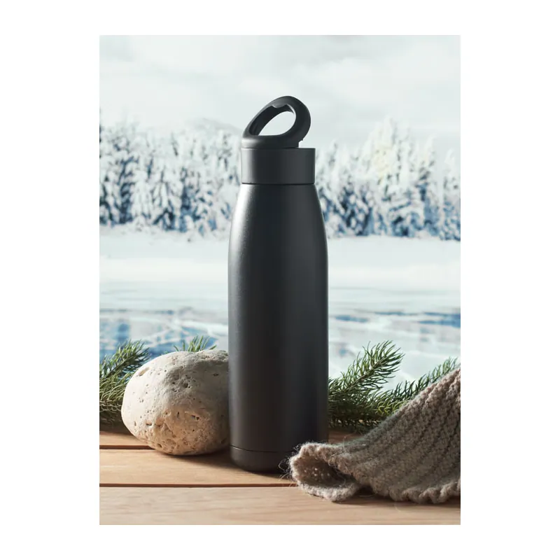 Scirocco – Thermos in acciaio inox riciclato 400 ml, colore Nero, foto ambientata