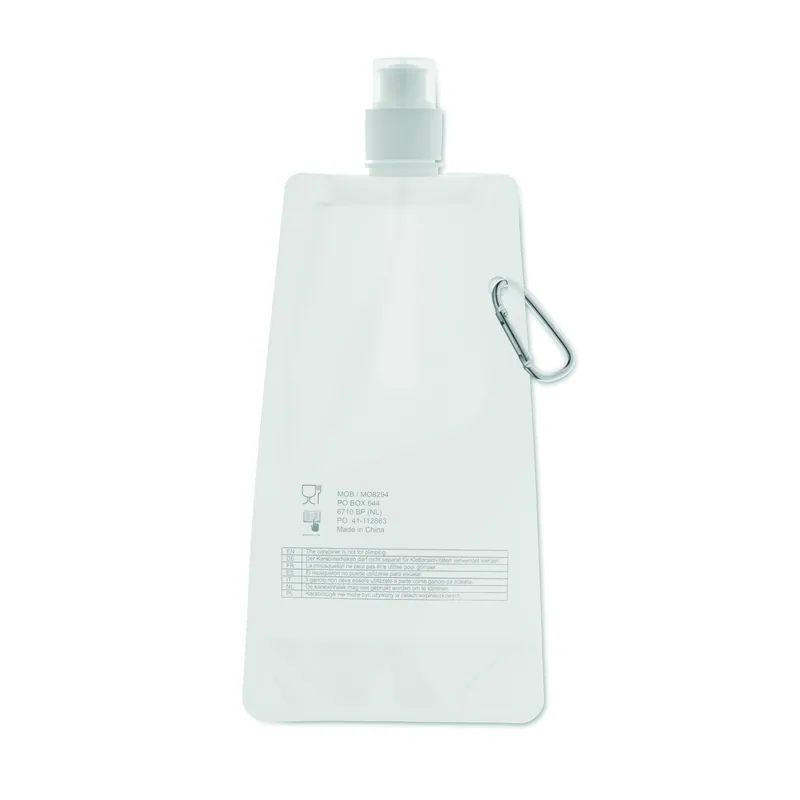 Cervo – Borraccia sportiva in PET 480 ml, colore Bianco, vista aperta