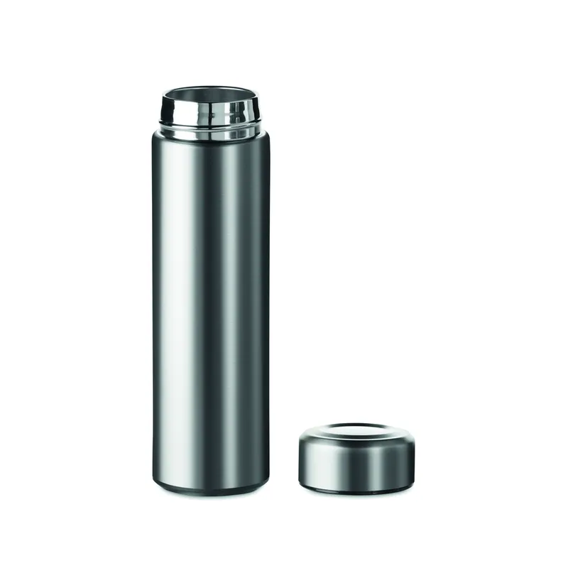 Larice – Borraccia termica in acciaio inox 425 ml, colore Argento Opaco, vista aperta