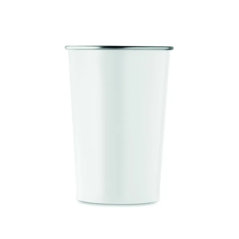 Gelsomino – Tazza da viaggio in acciaio inox riciclato 350 ml, colore Bianco, vista lato