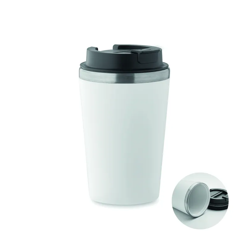 Marmo – Bicchiere riutilizzabile in acciaio inox riciclato 350 ml, colore Bianco, vista fronte