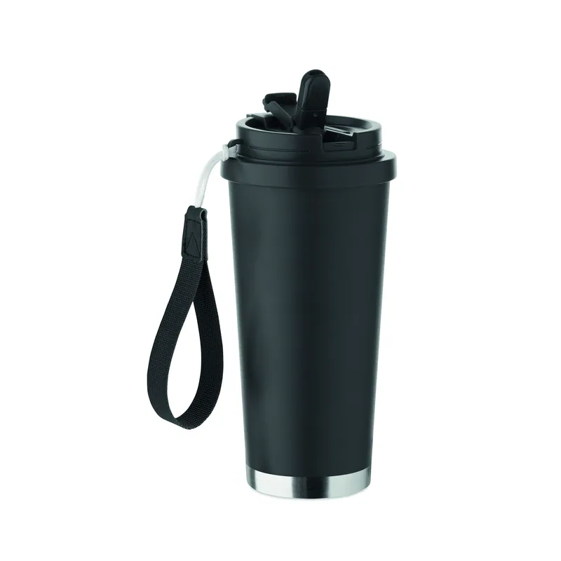 Vetta – Tumbler termico in acciaio inox 500 ml, colore Nero, vista aperta