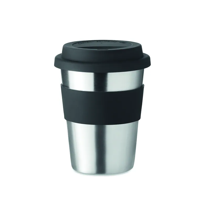 Nautilo – Bicchiere riutilizzabile in acciaio inox 350 ml, colore Nero, vista aperta